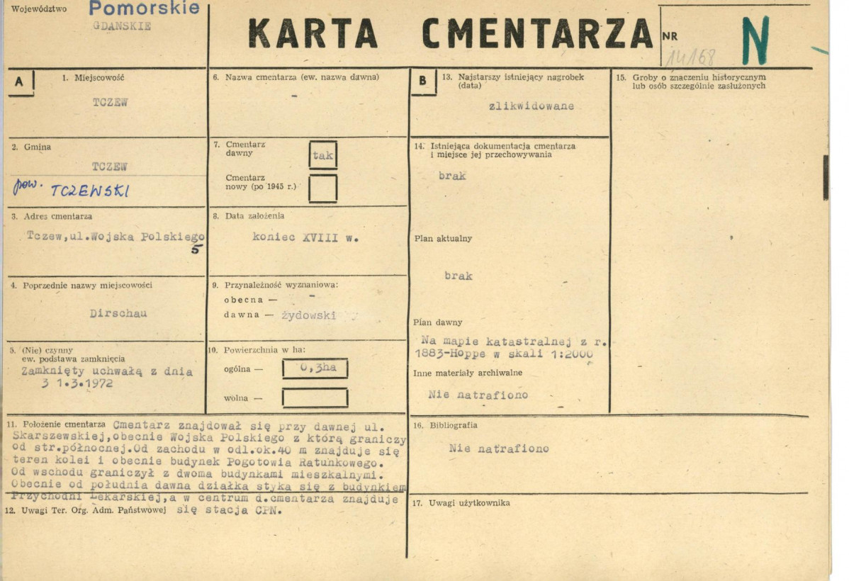 KC - Karta cmentarza, skan nr 1