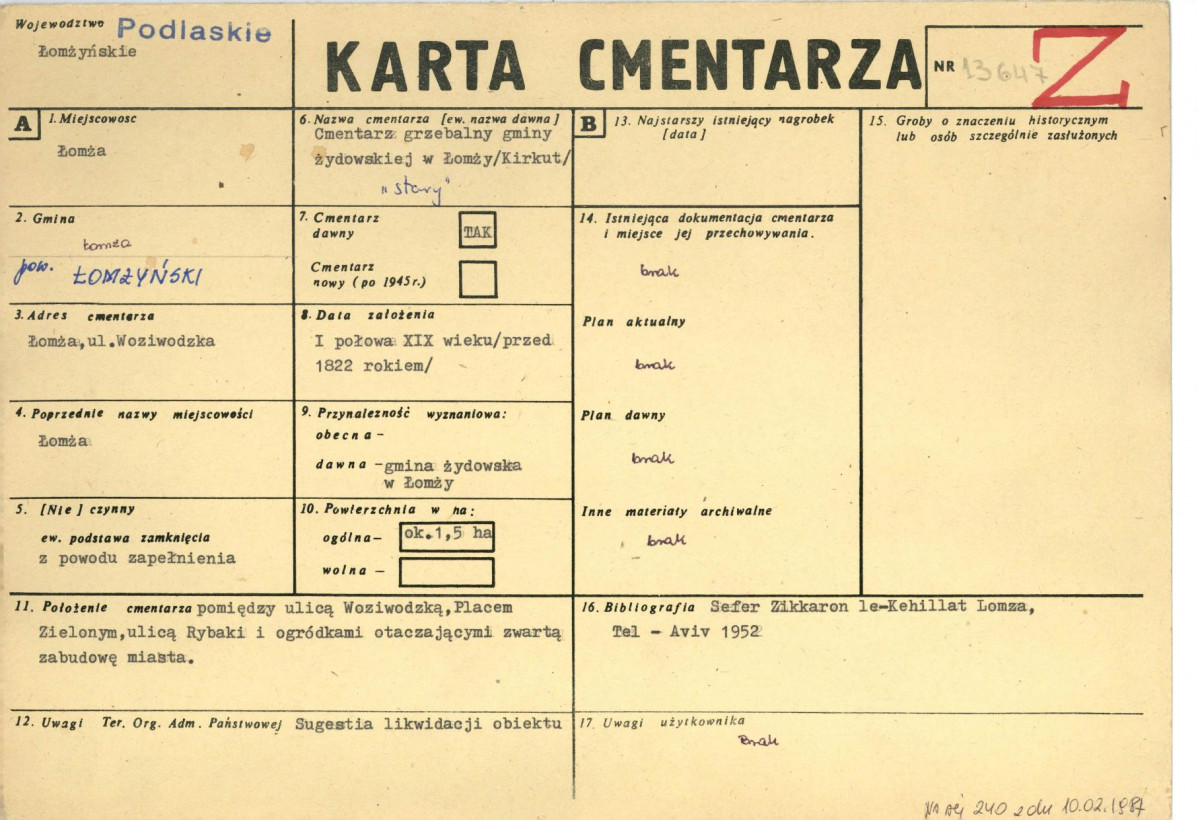 Karta cmentarza, skan nr 1