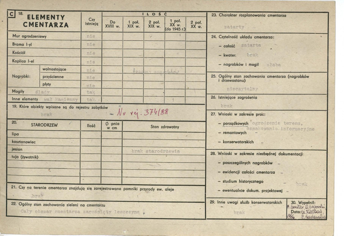 Karta cmentarza, skan nr 2