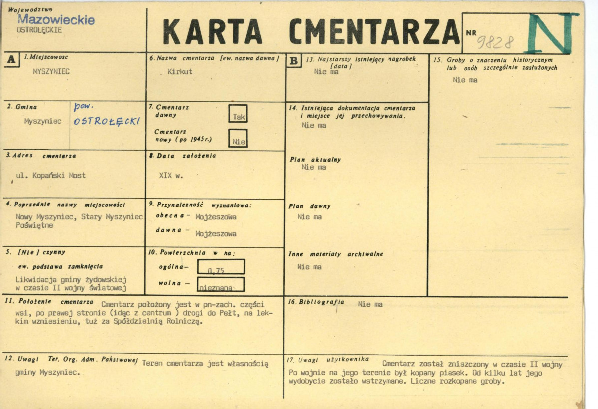 KC - Karta cmentarza, skan nr 1