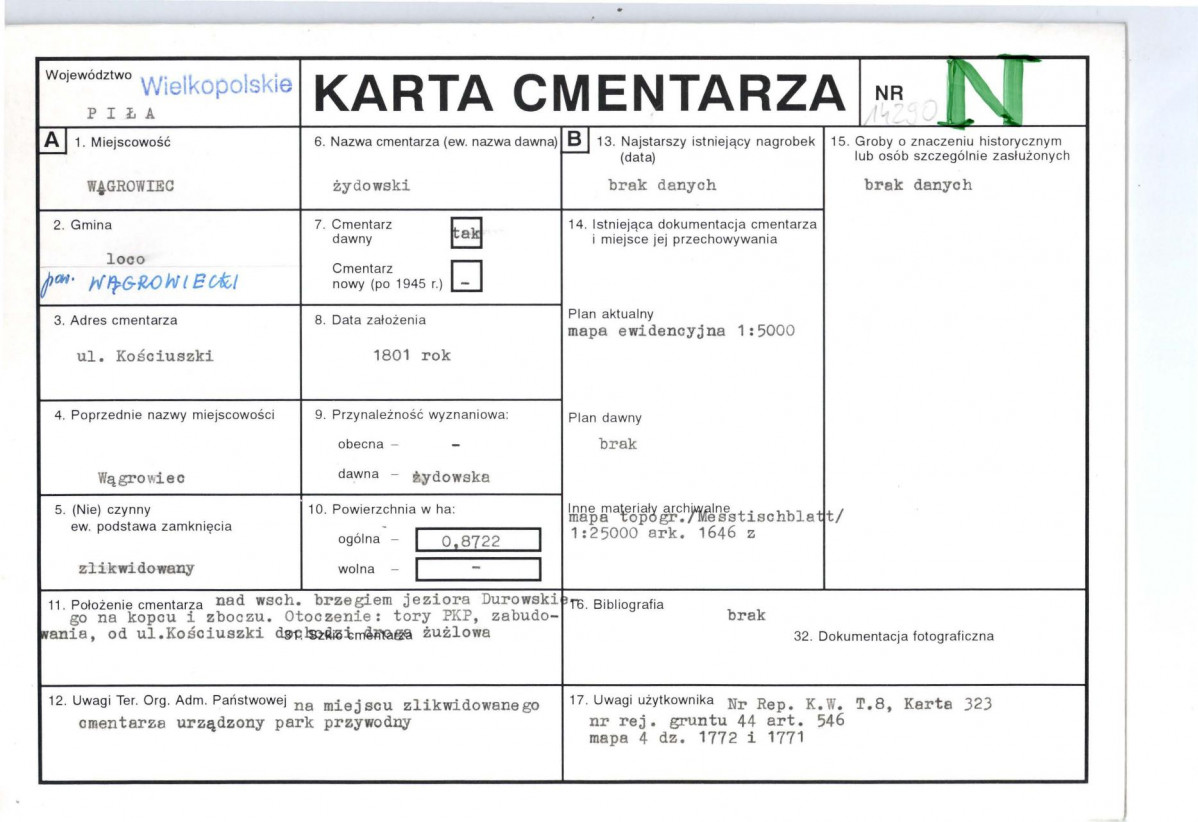 KC - Karta cmentarza, skan nr 1