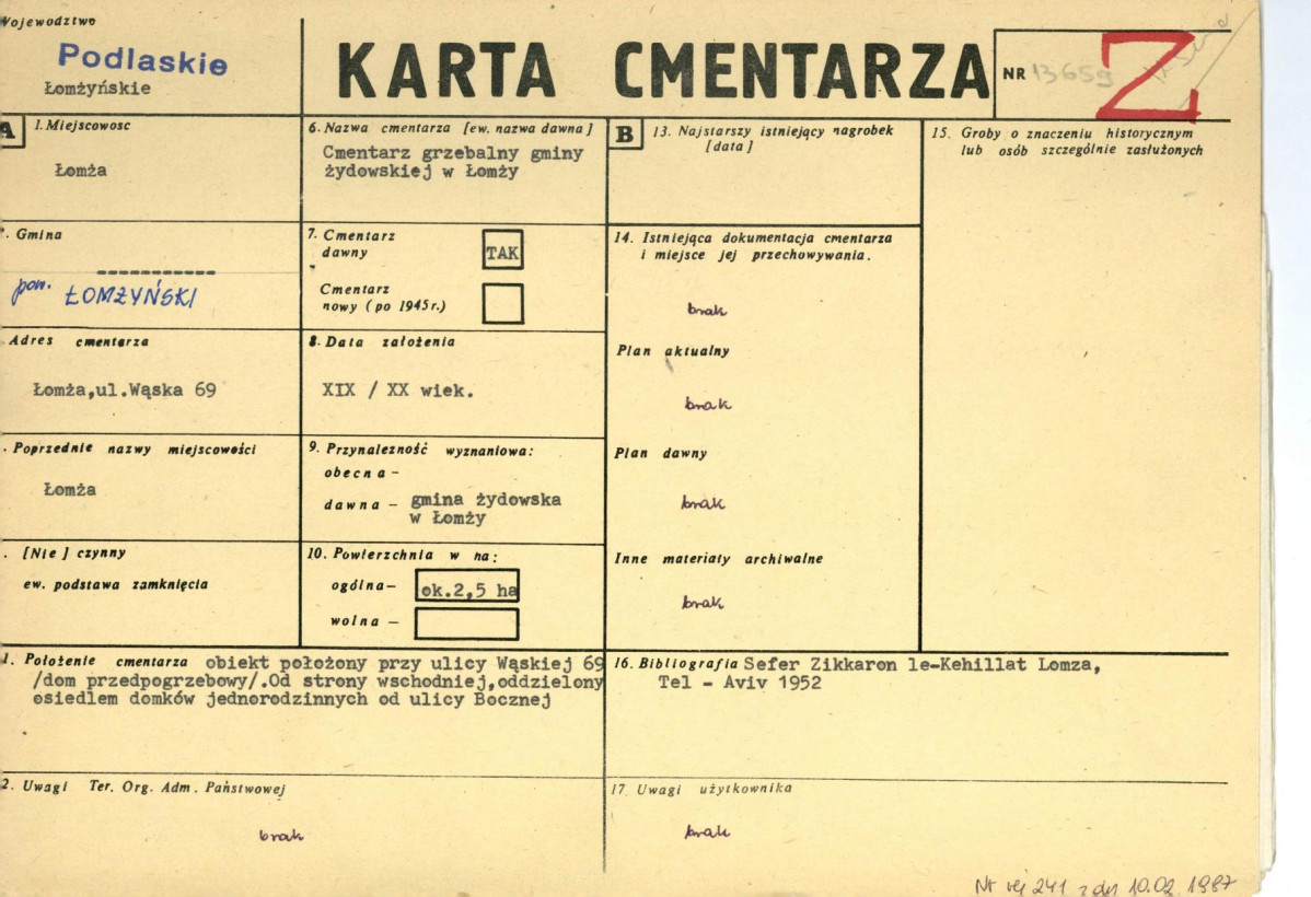 Karta cmentarza, skan nr 1