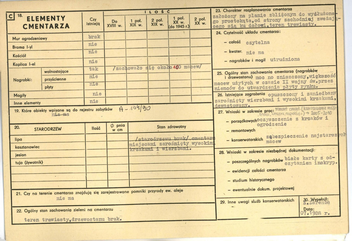 Karta cmentarza, skan nr 2