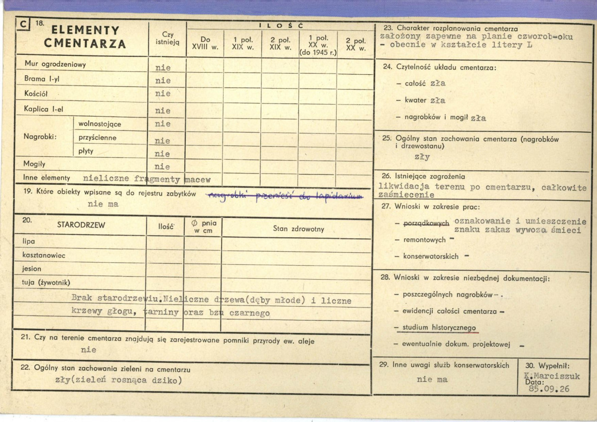 Karta cmentarza, skan nr 2