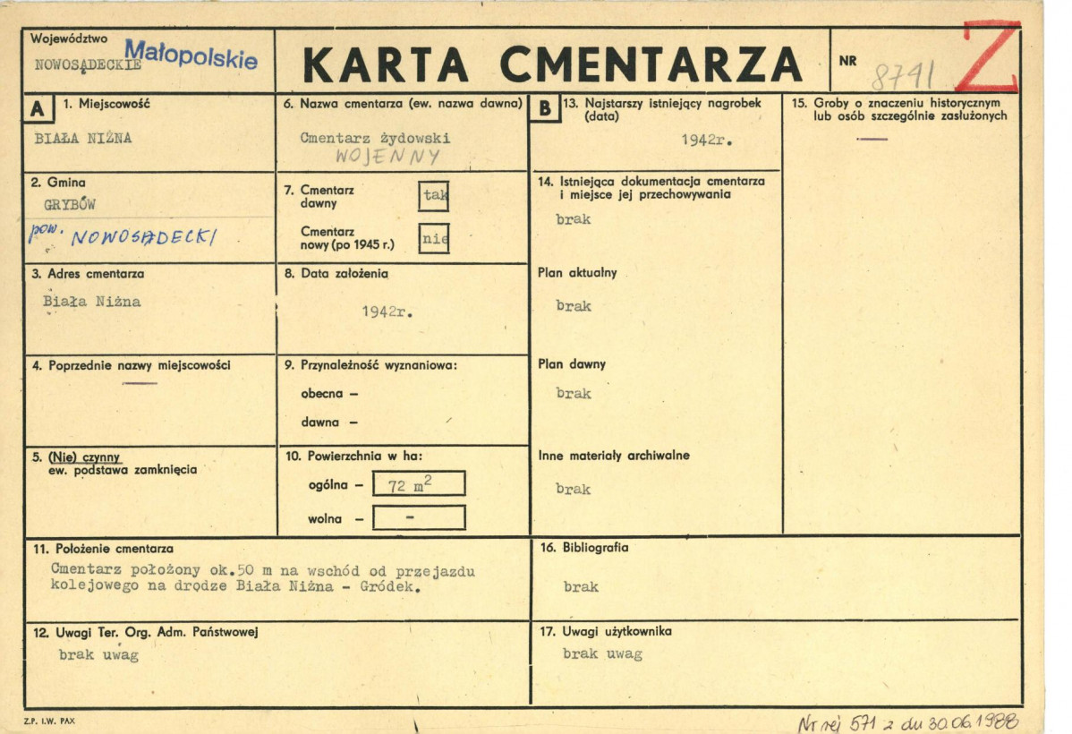 Karta cmentarza, skan nr 1