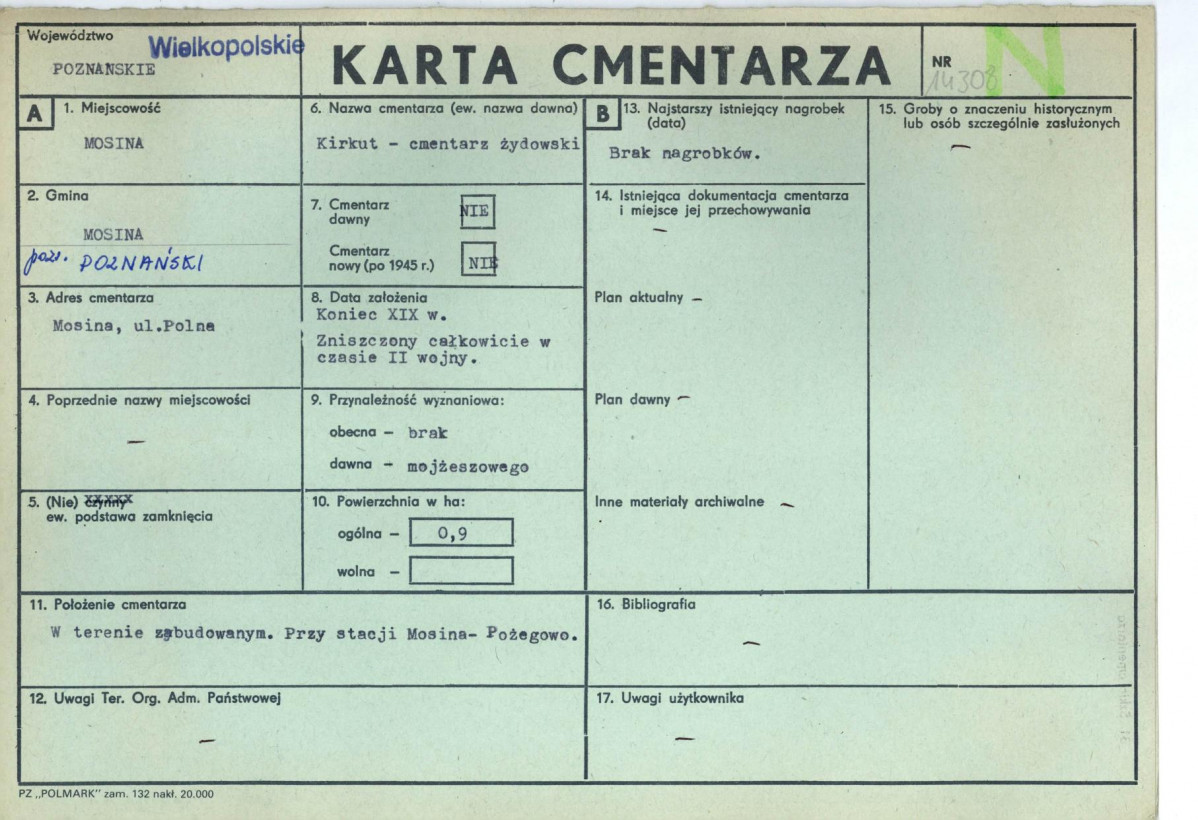 KC - Karta cmentarza, skan nr 1