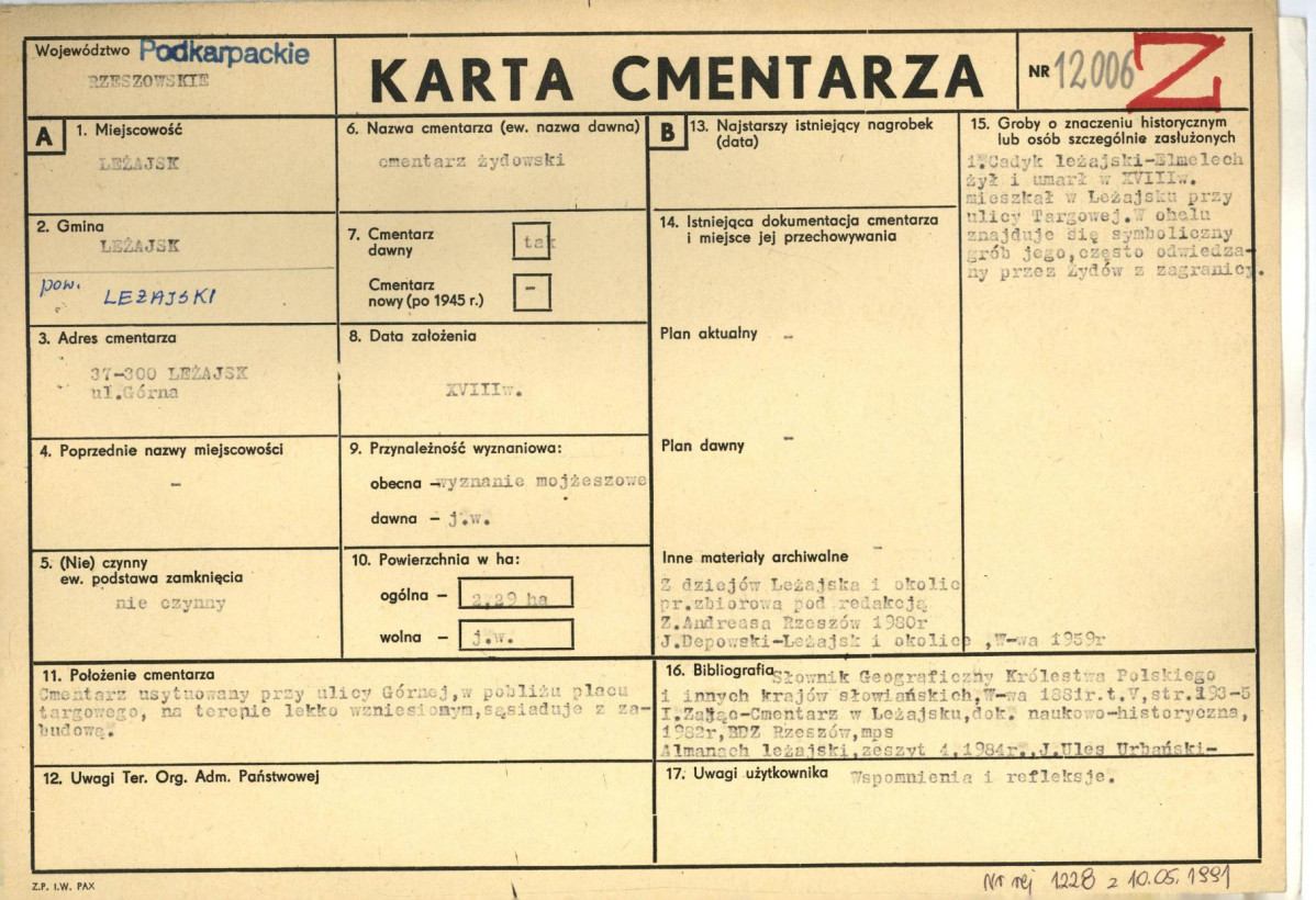 Karta cmentarza, skan nr 1