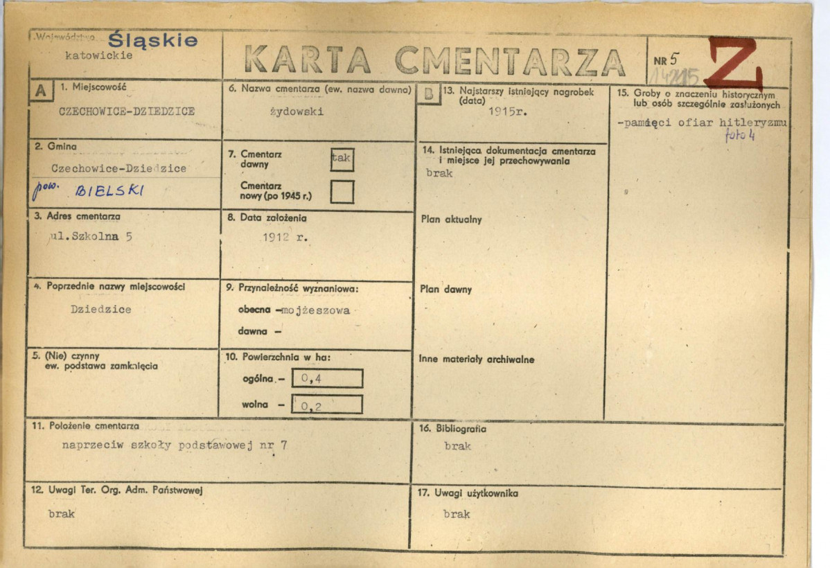 Karta cmentarza, skan nr 1