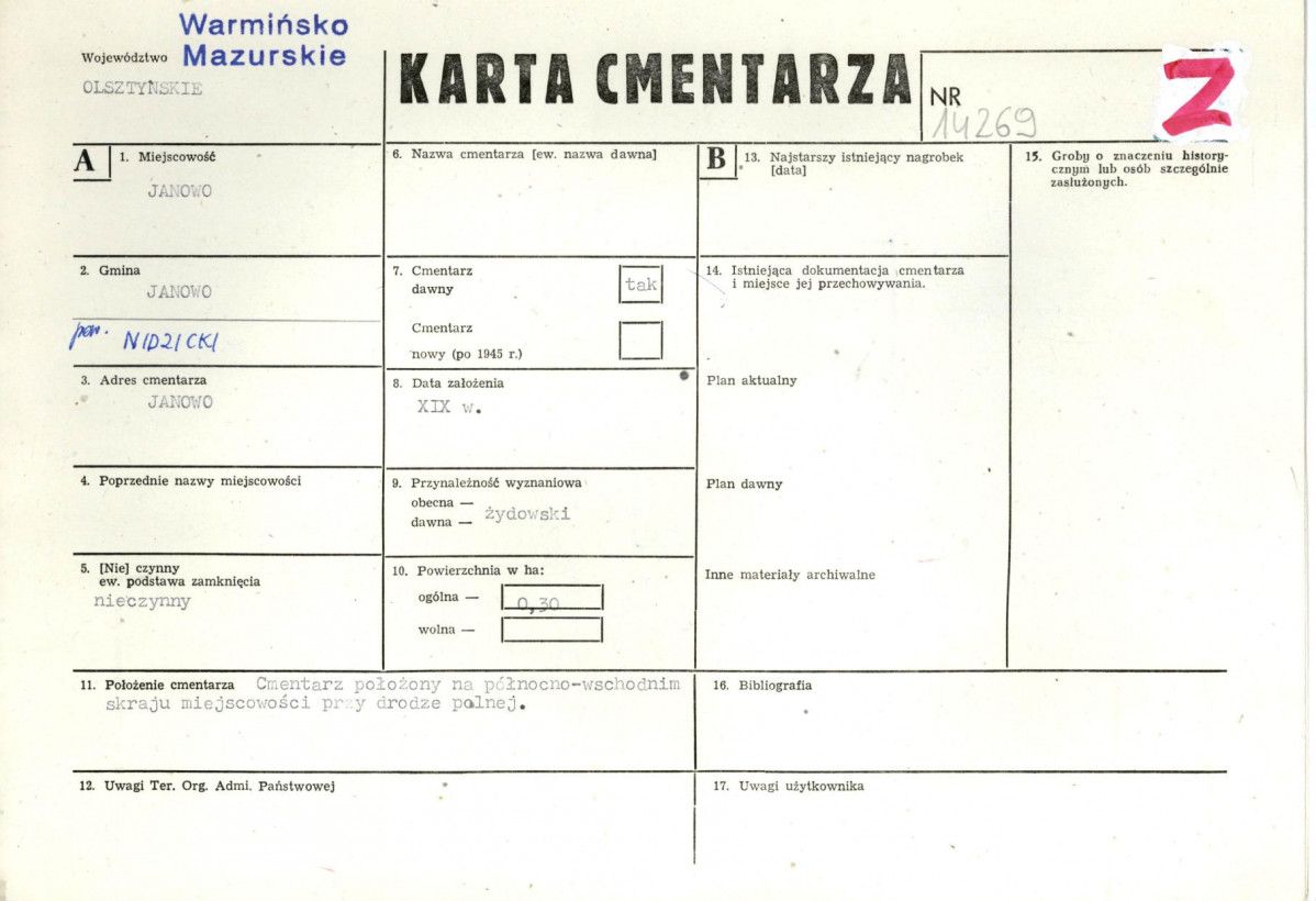 Karta cmentarza, skan nr 1