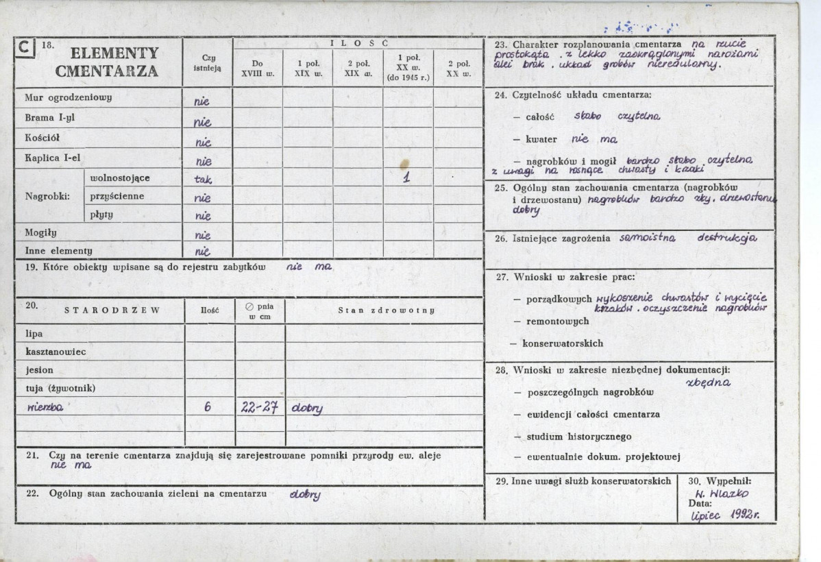 Karta cmentarza, skan nr 2