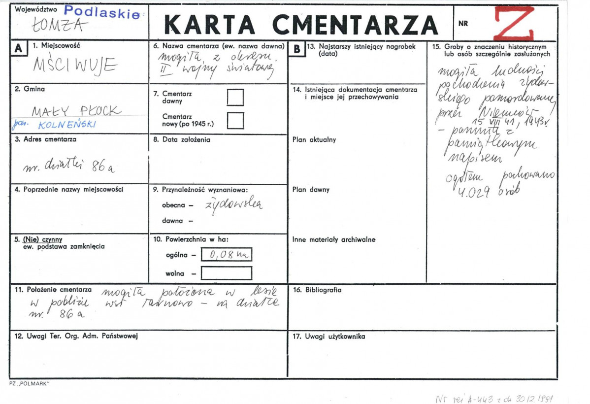 Karta cmentarza, skan nr 1