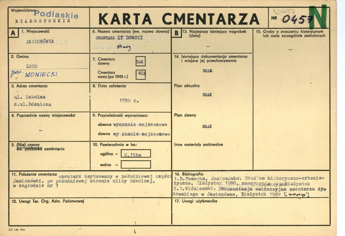 Karta cmentarza, skan nr 1