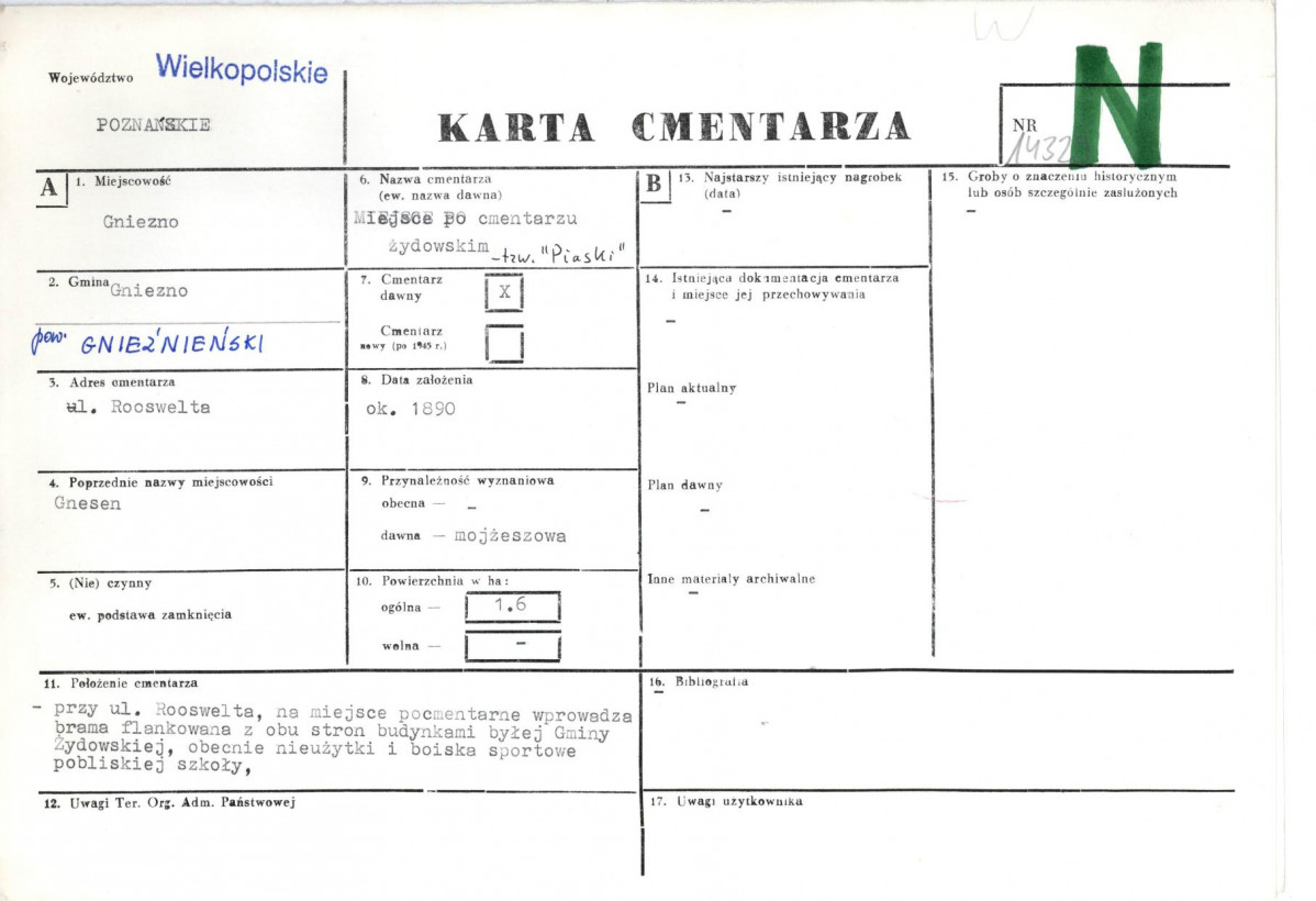 KC - Karta cmentarza, skan nr 1
