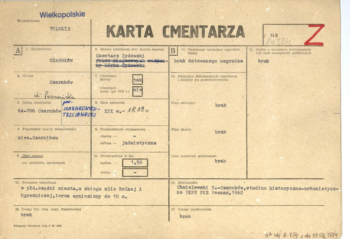Karta cmentarza, skan nr 1