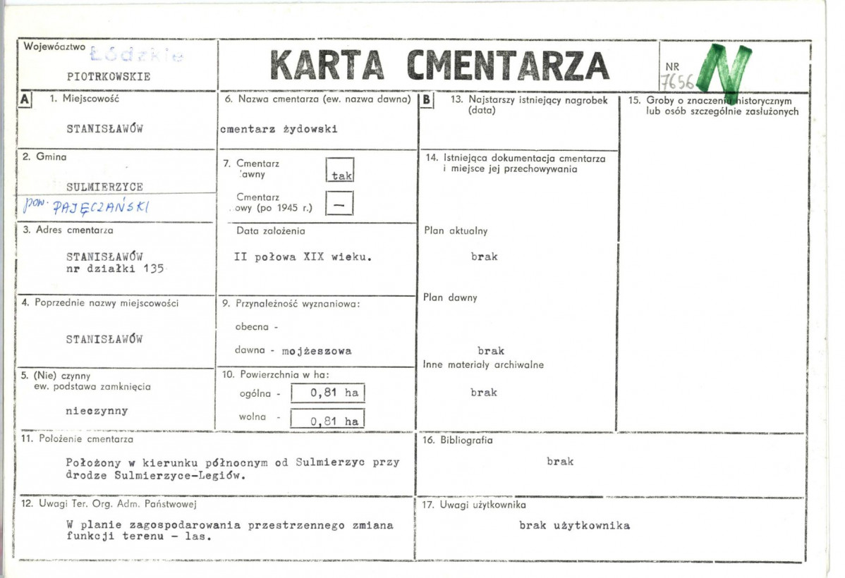 Karta cmentarza, skan nr 1