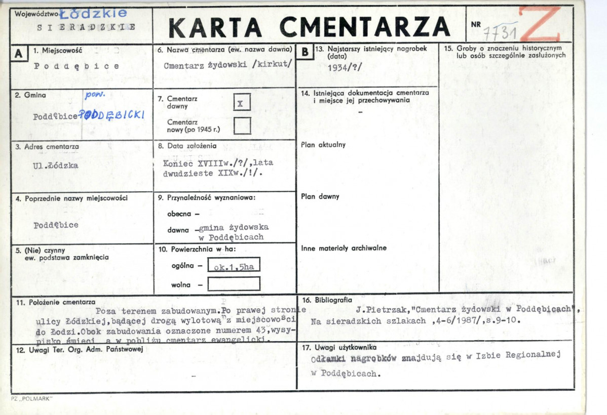 Karta cmentarza, skan nr 1