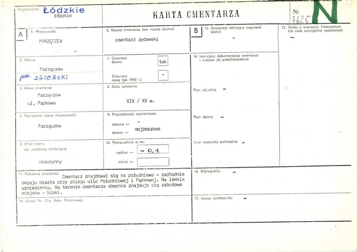 Karta cmentarza, skan nr 1