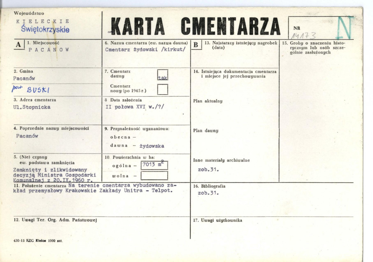 Karta cmentarza, skan nr 1