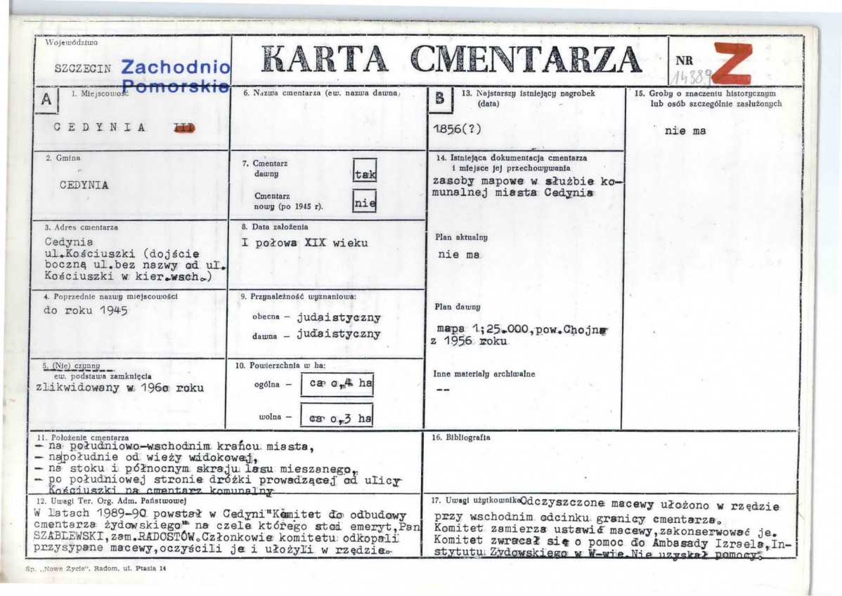 Karta cmentarza, skan nr 1