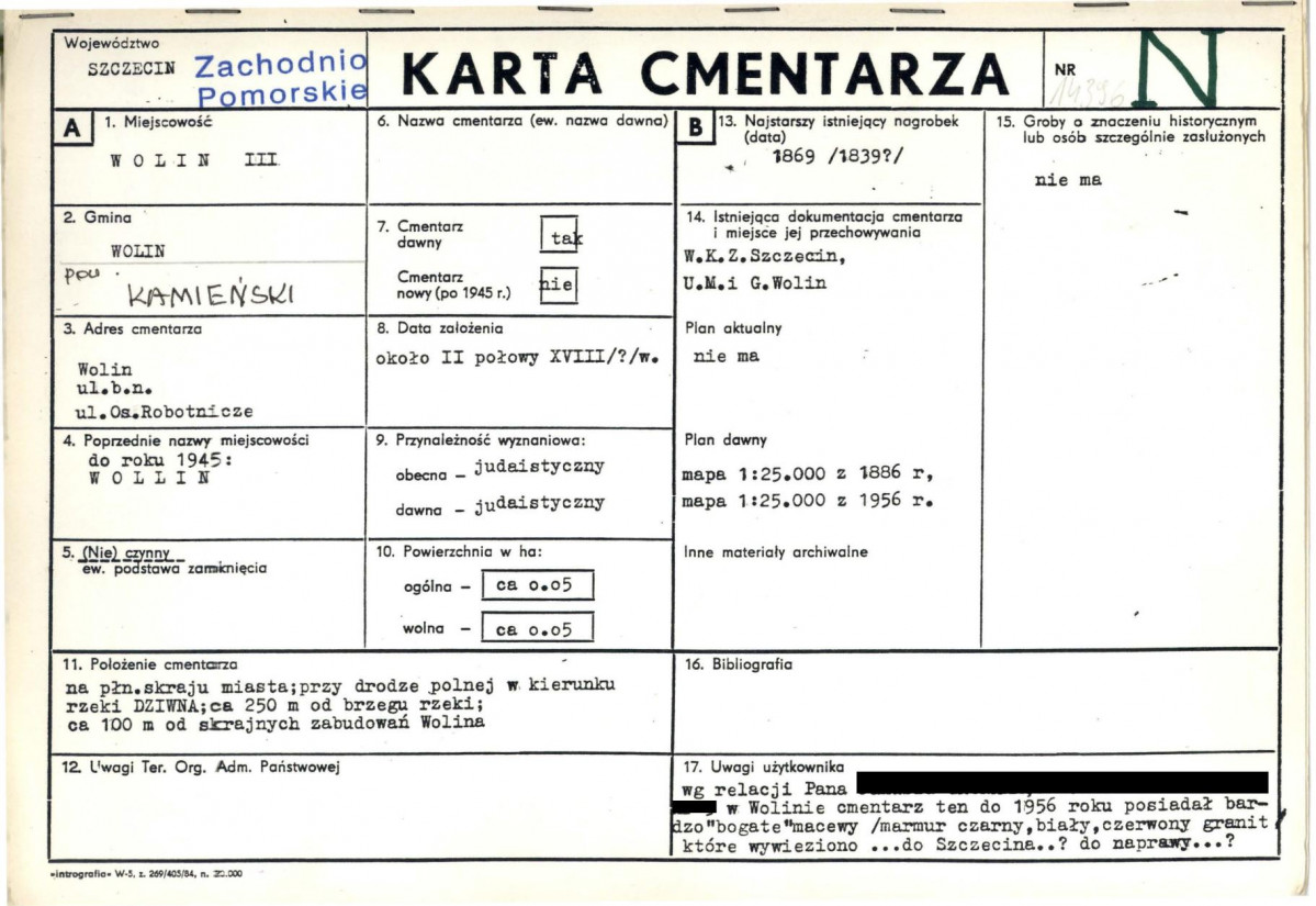 KC - Karta cmentarza, skan nr 1