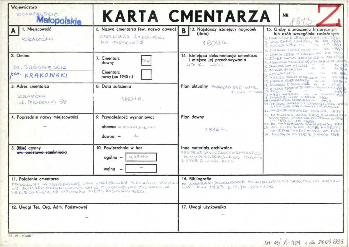 Karta cmentarza, skan nr 1