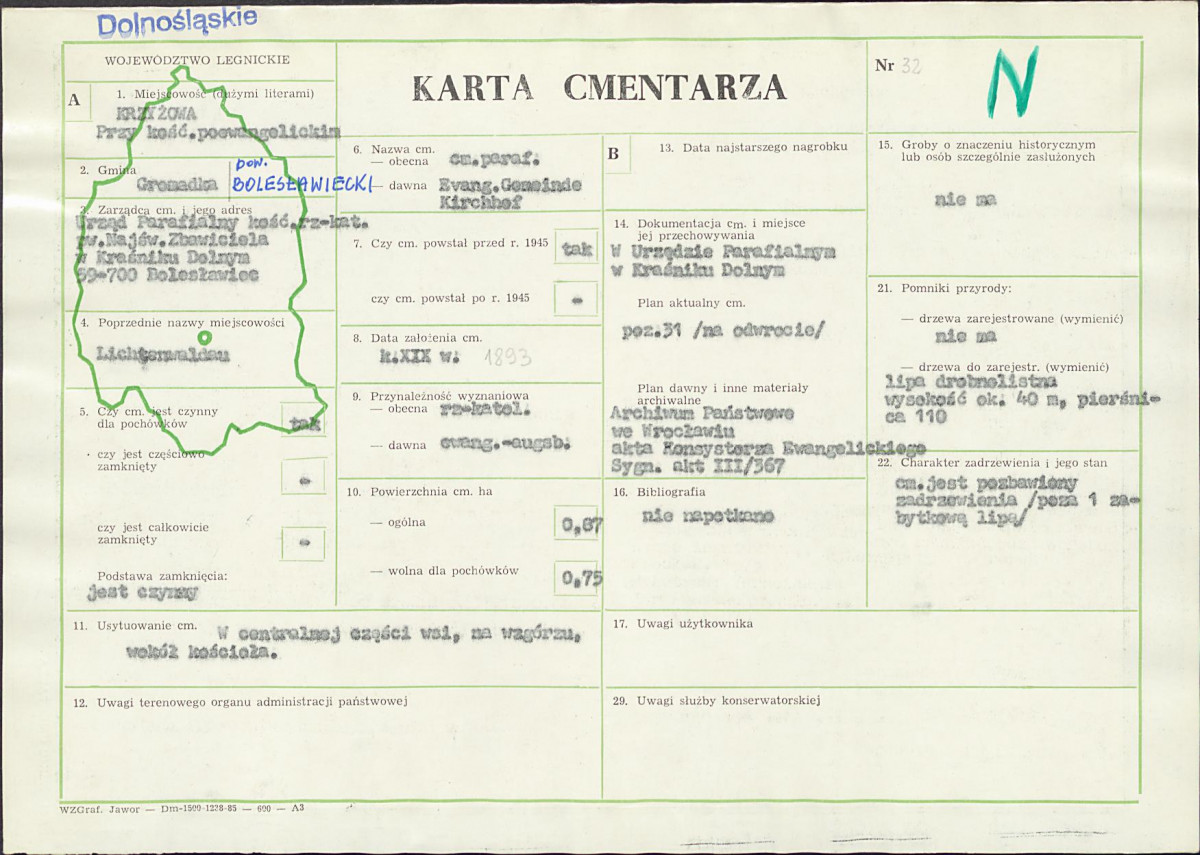 KC - Karta cmentarza, skan nr 1