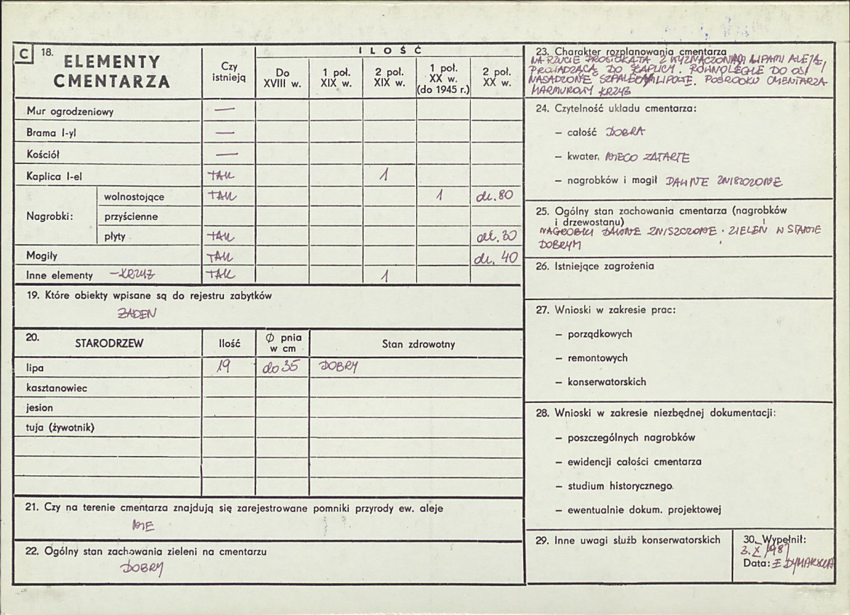 Karta cmentarza, skan nr 2
