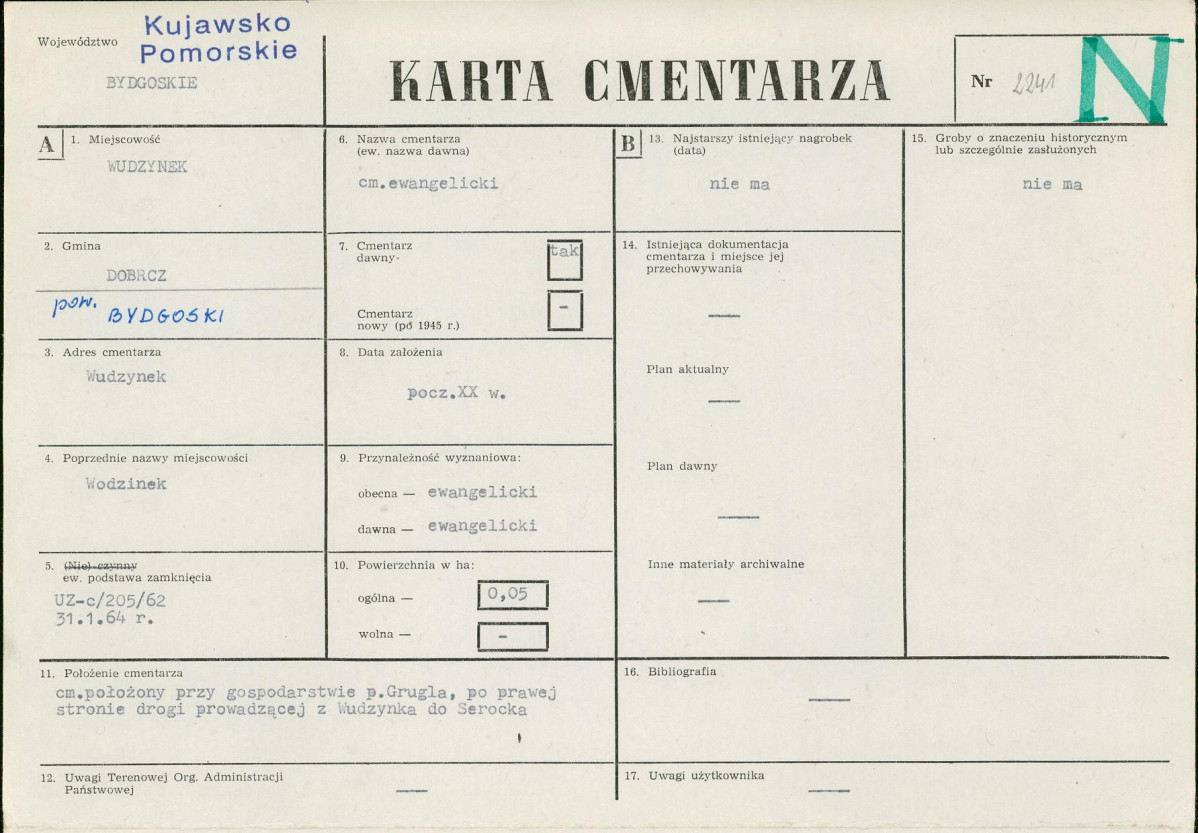 KC - Karta cmentarza, skan nr 1