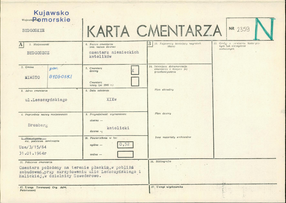 KC - Karta cmentarza, skan nr 1