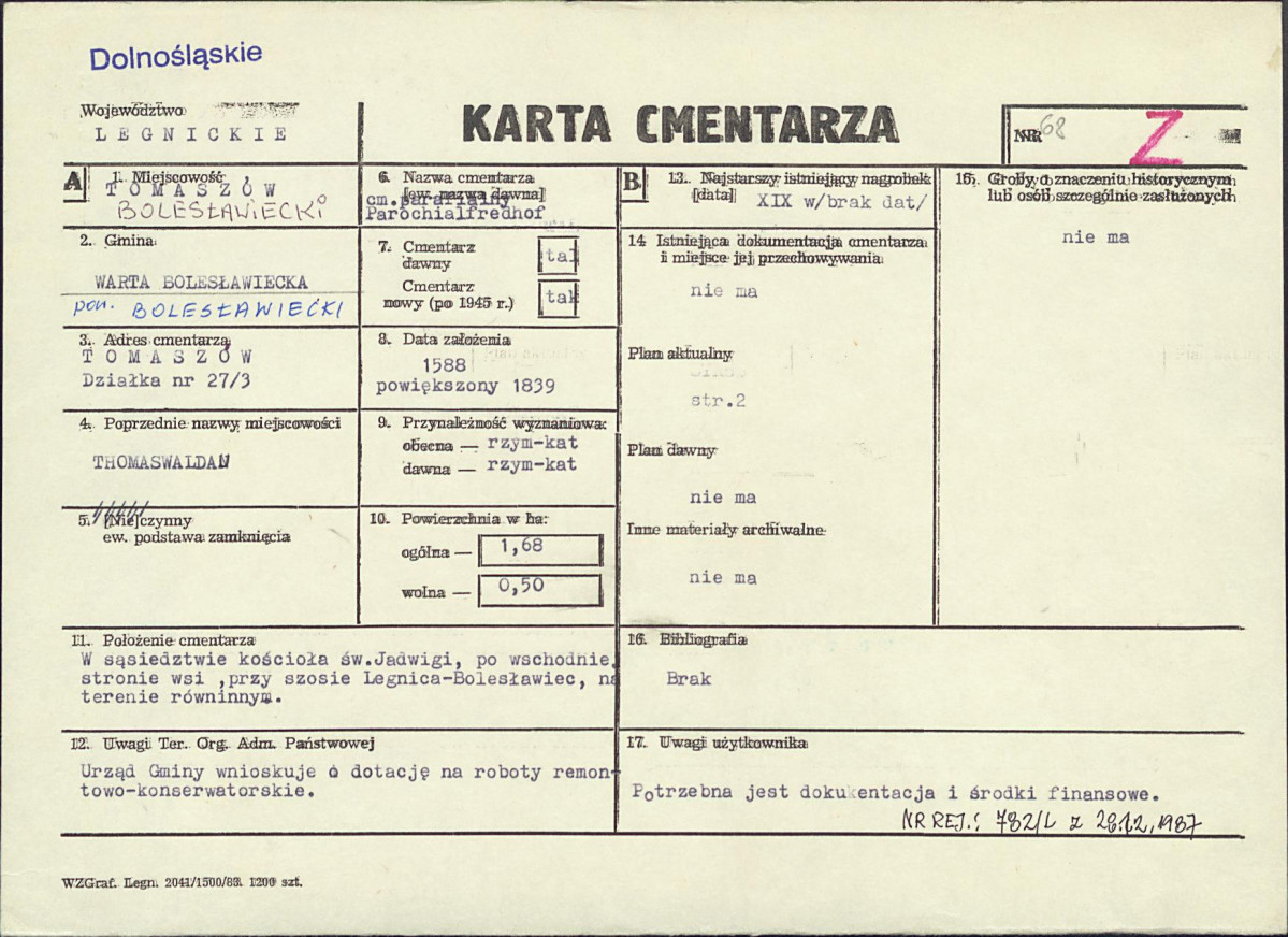 KC - Karta cmentarza, skan nr 1
