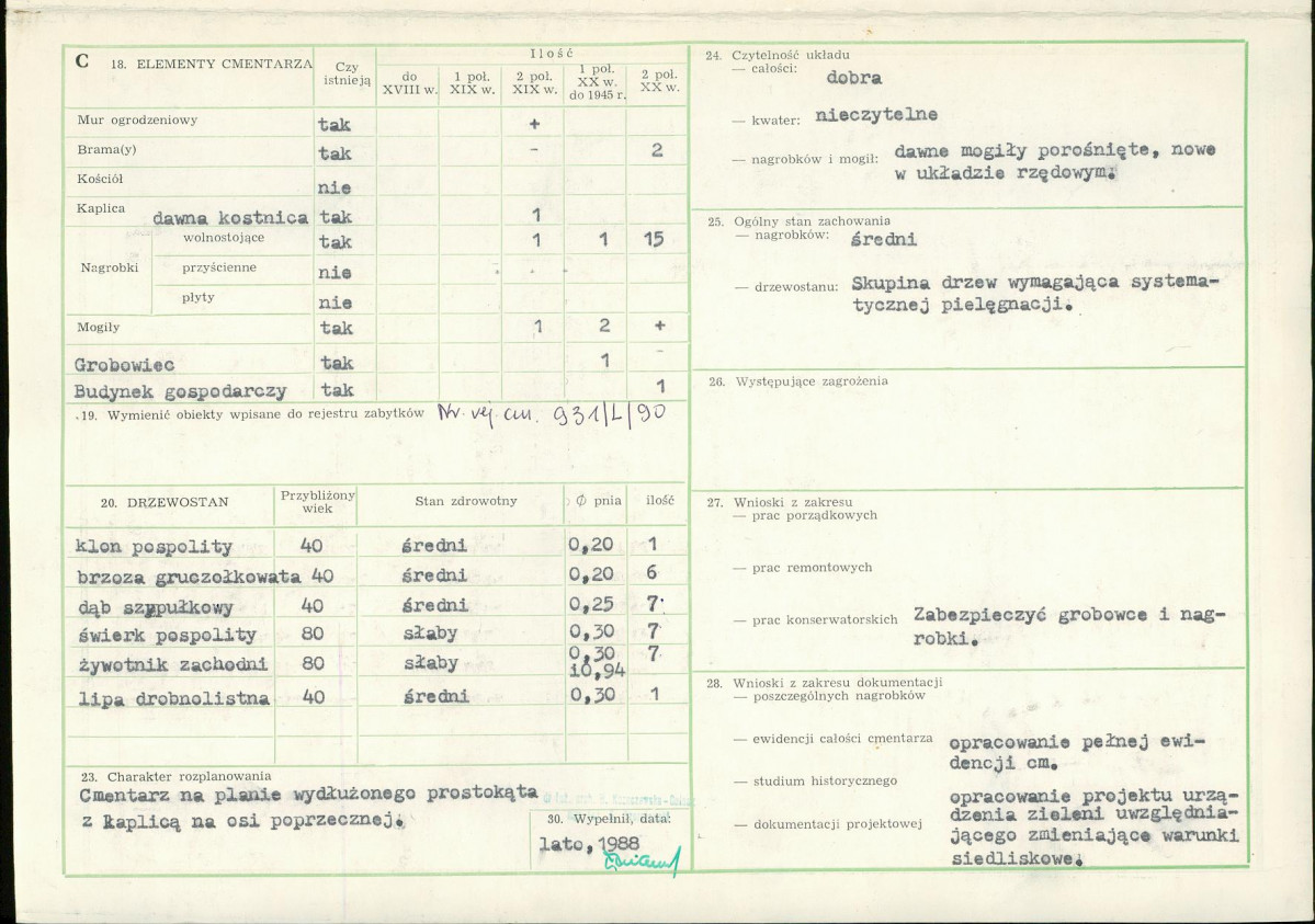 Karta cmentarza, skan nr 2