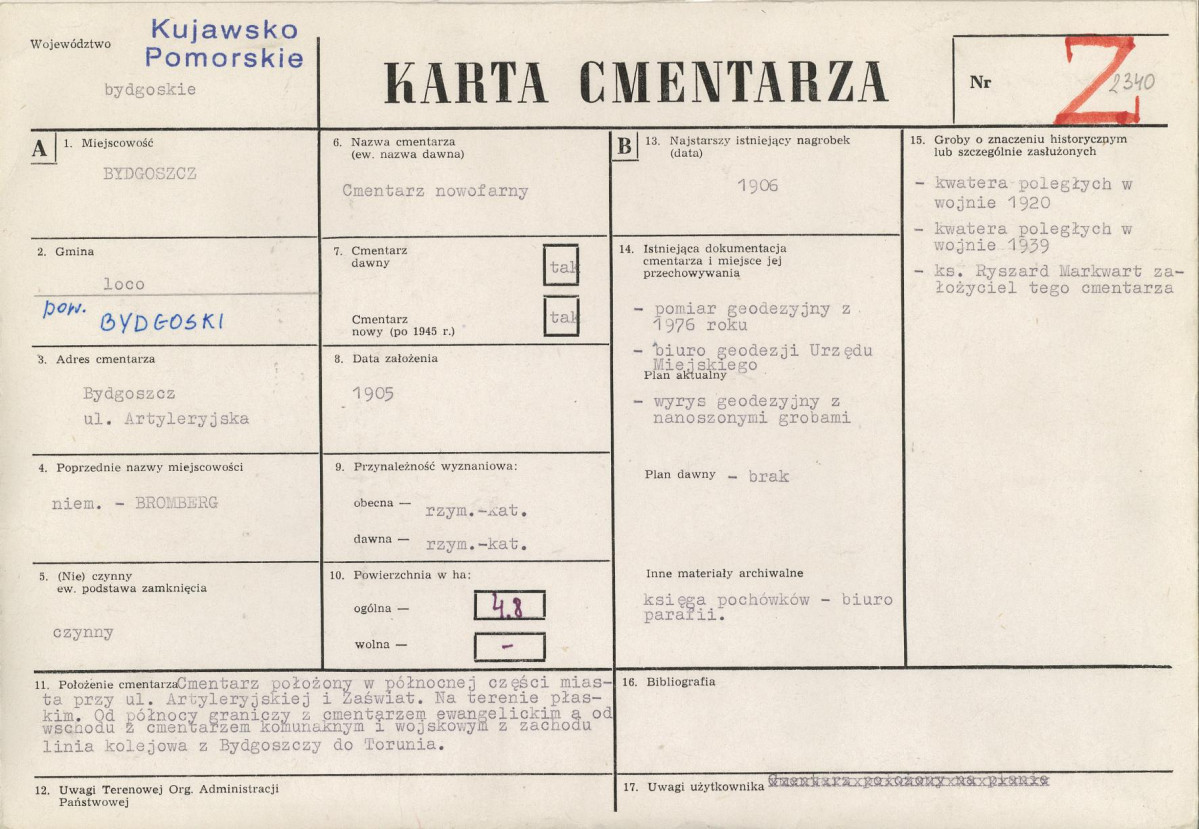 KC - Karta cmentarza, skan nr 1