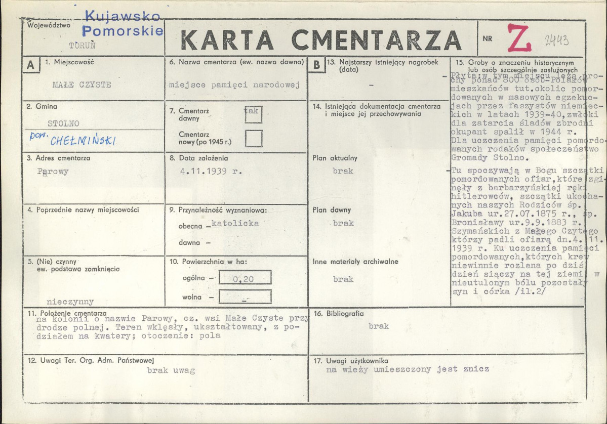 KC - Karta cmentarza, skan nr 1