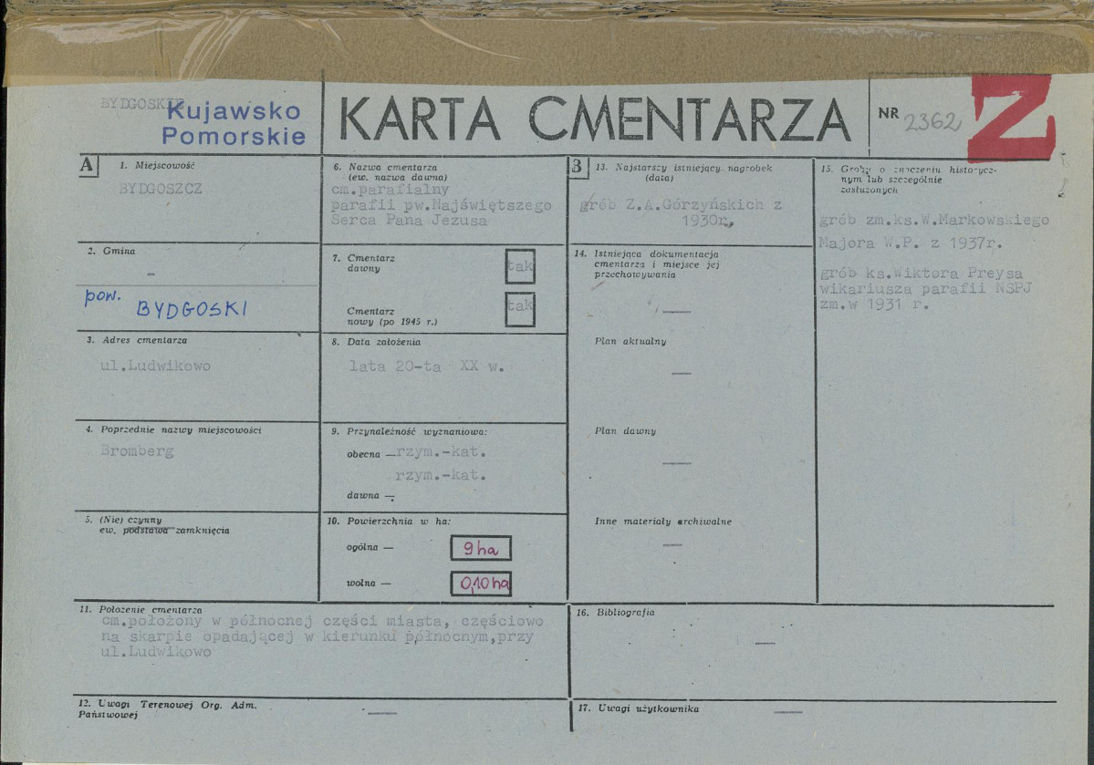 KC - Karta cmentarza, skan nr 1