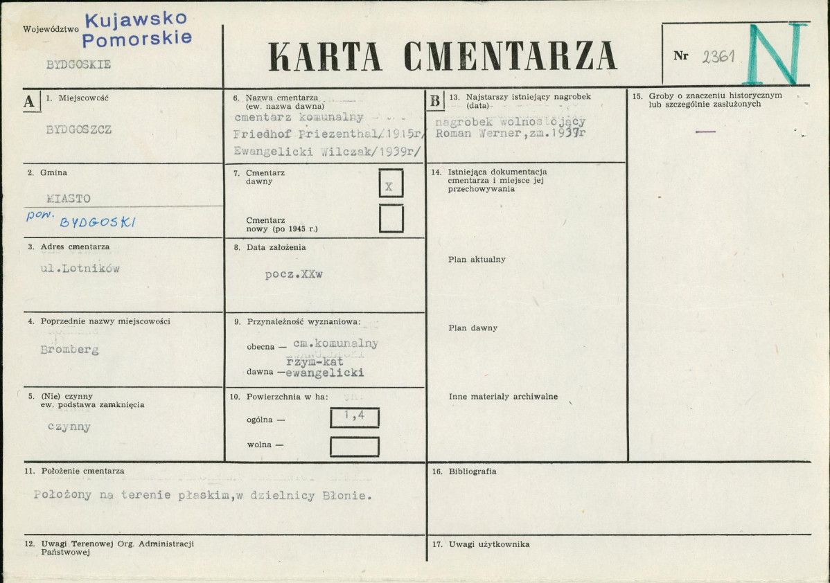 KC - Karta cmentarza, skan nr 1