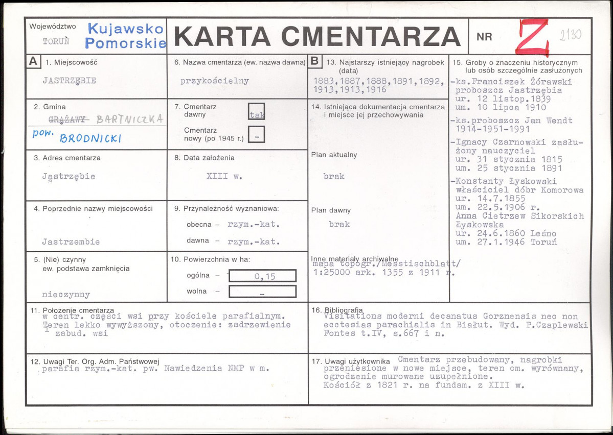 KC - Karta cmentarza, skan nr 1