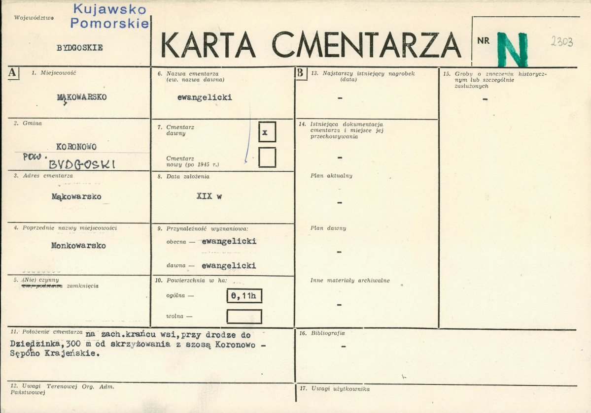 KC - Karta cmentarza, skan nr 1