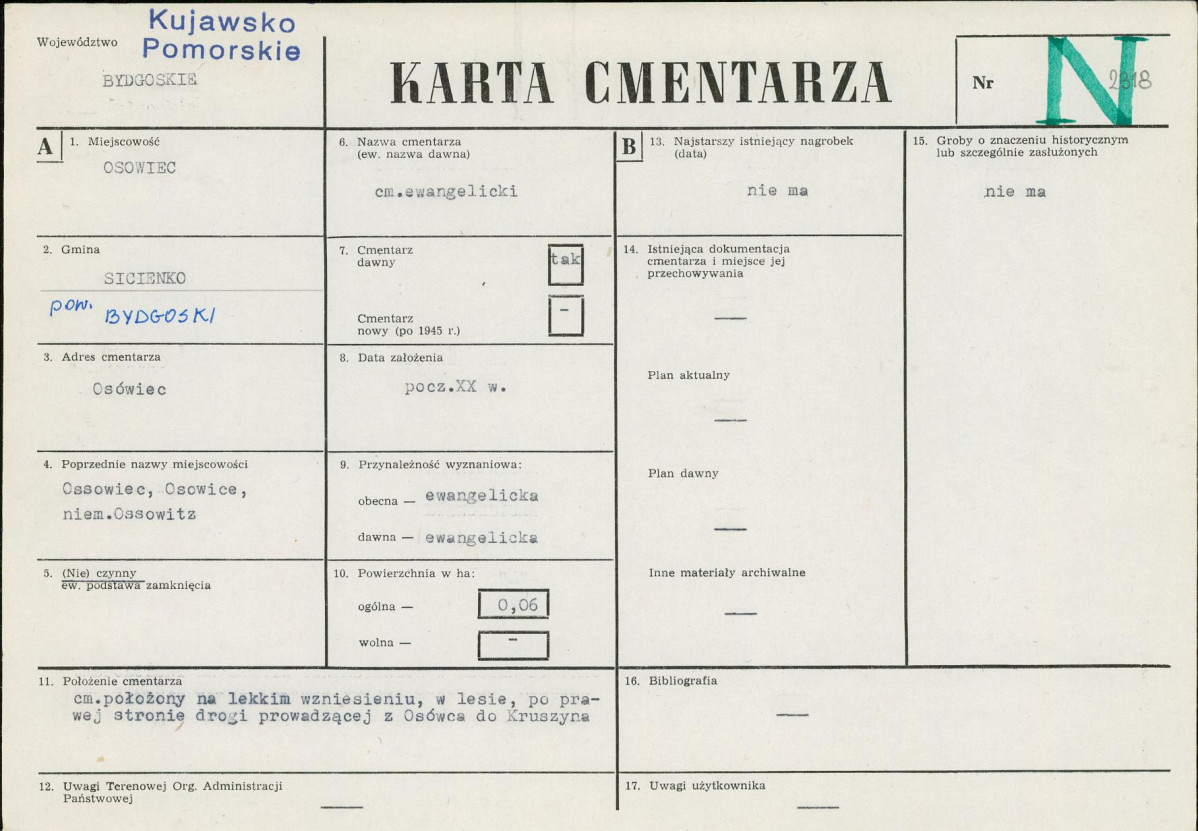 KC - Karta cmentarza, skan nr 1