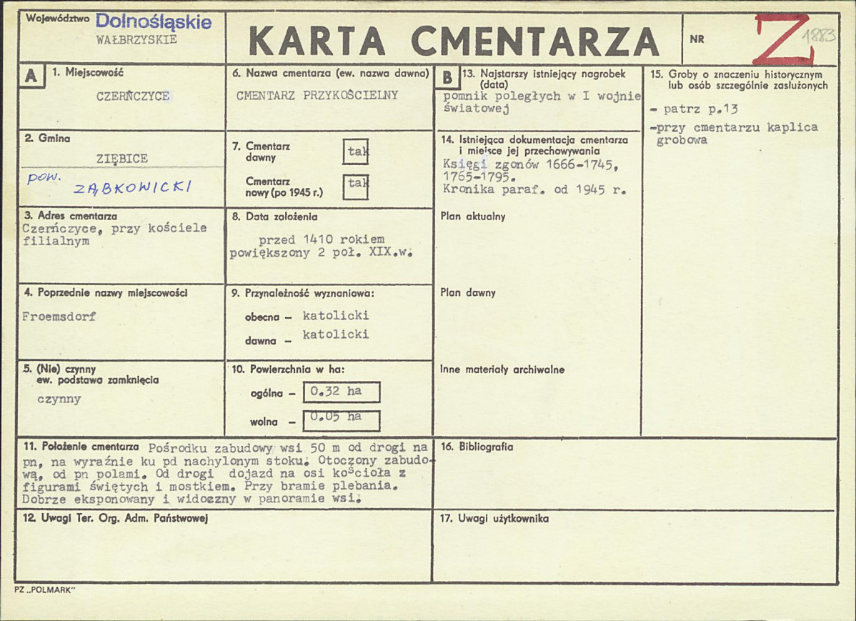 KC - Karta cmentarza, skan nr 1