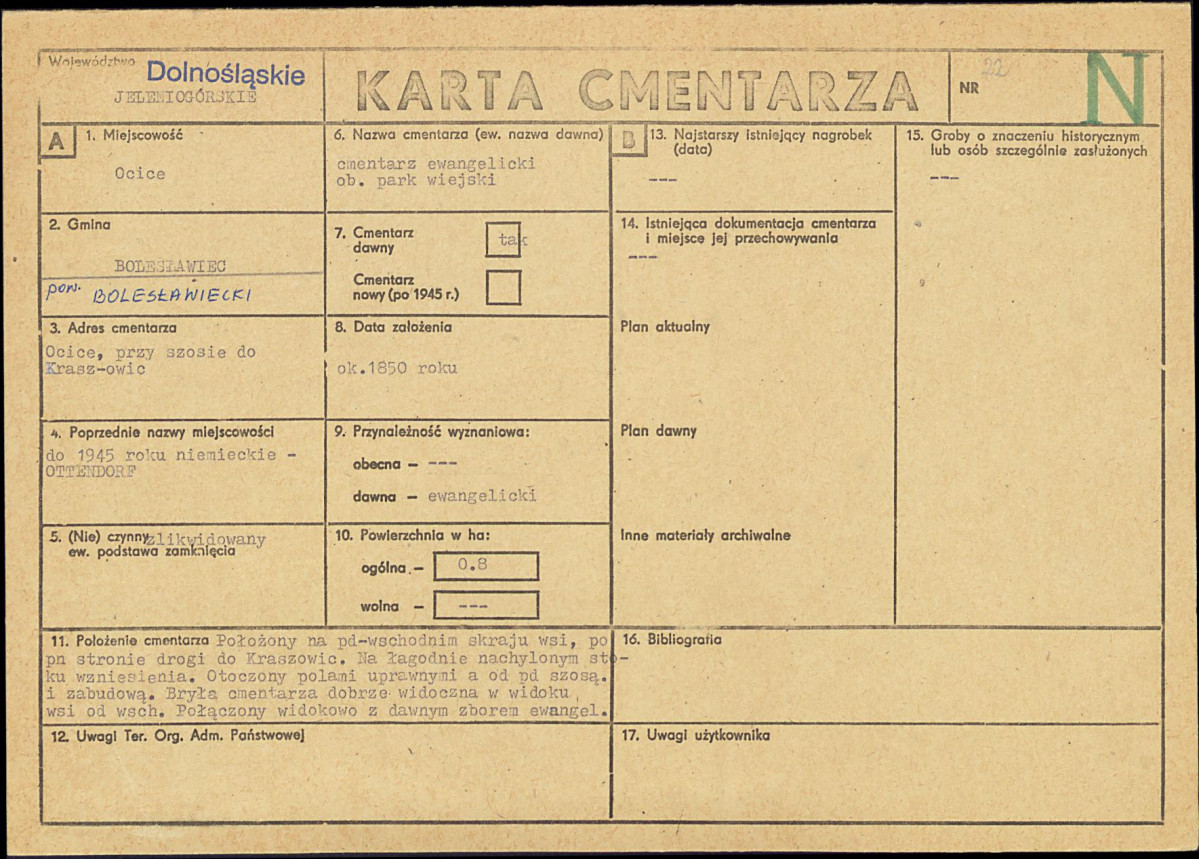 KC - Karta cmentarza, skan nr 1