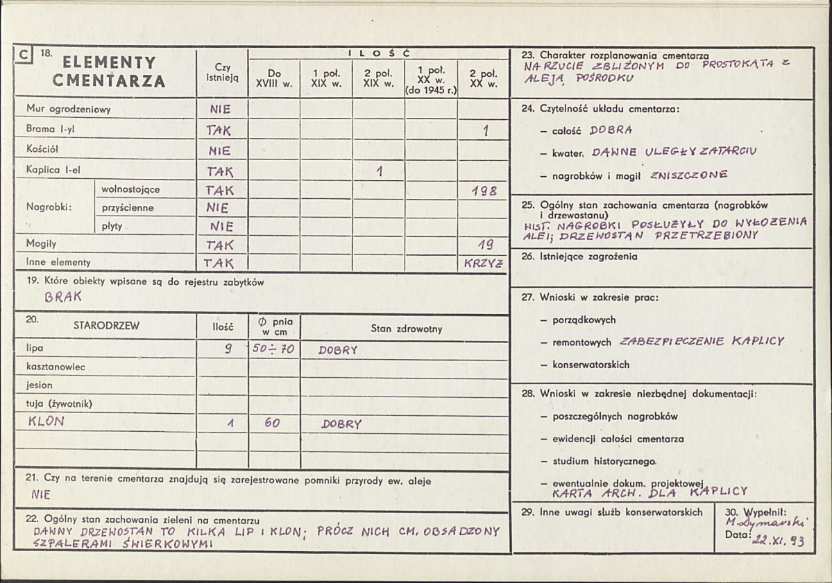 Karta cmentarza, skan nr 2