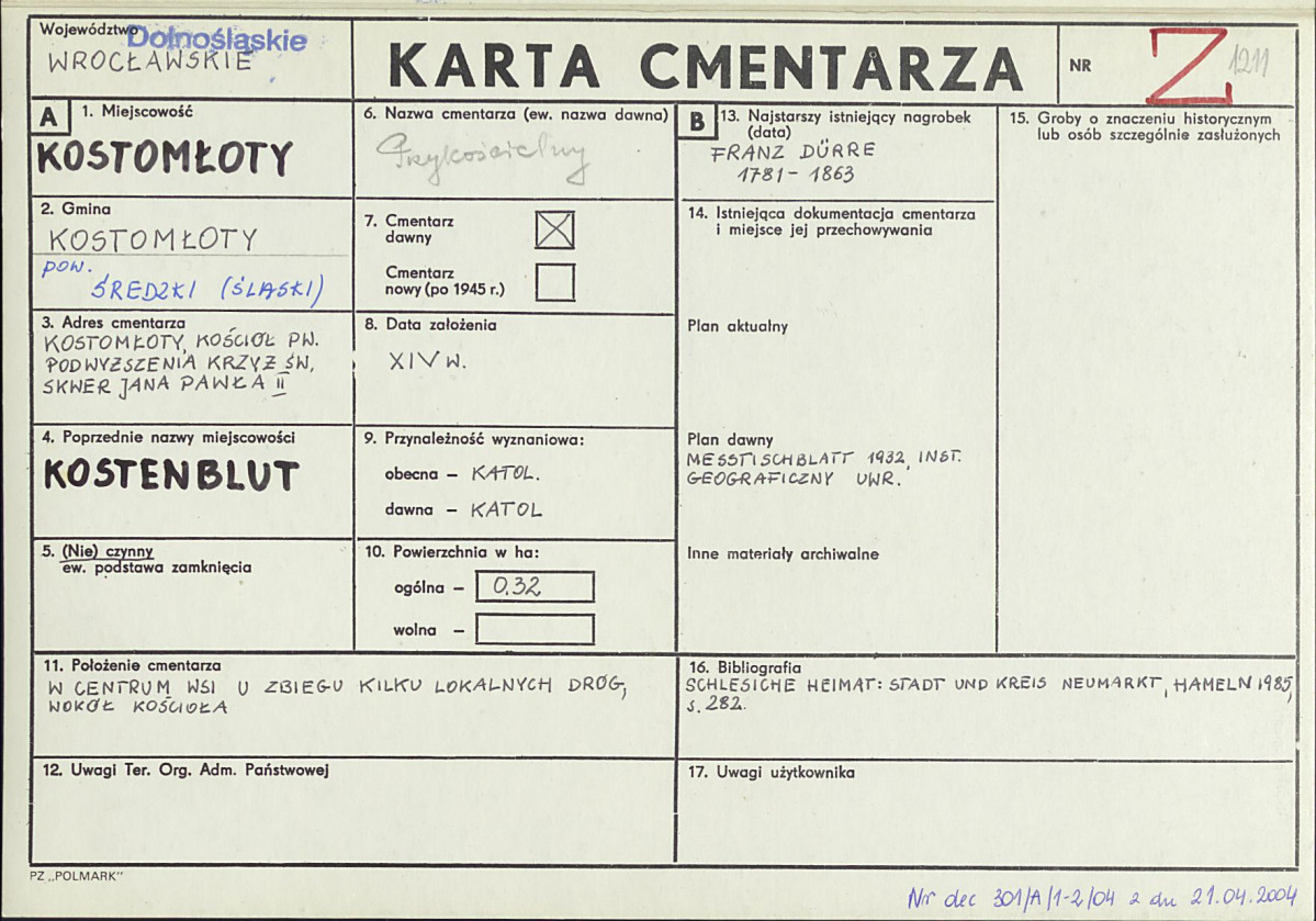 Karta cmentarza, skan nr 1