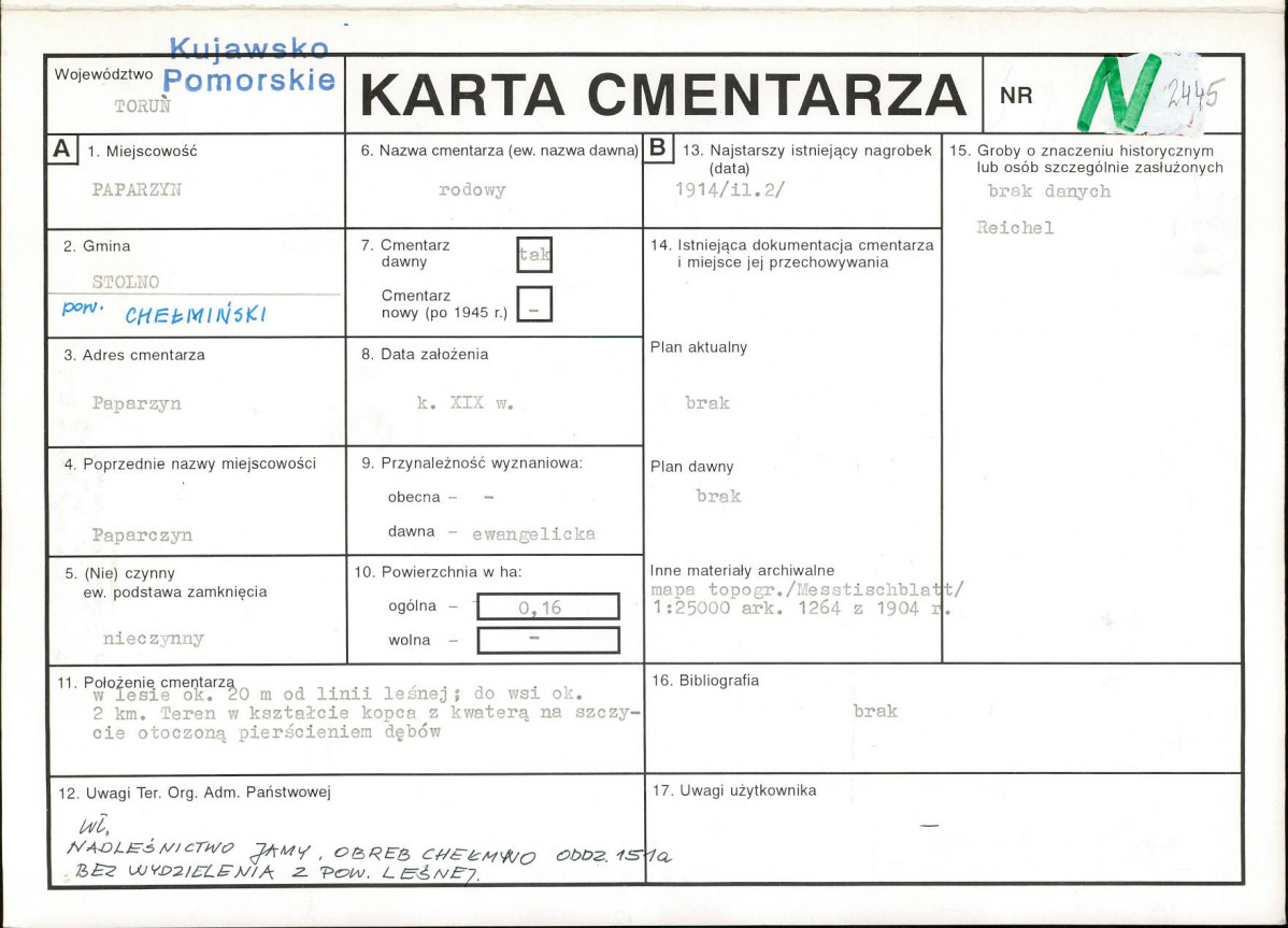 KC - Karta cmentarza, skan nr 1