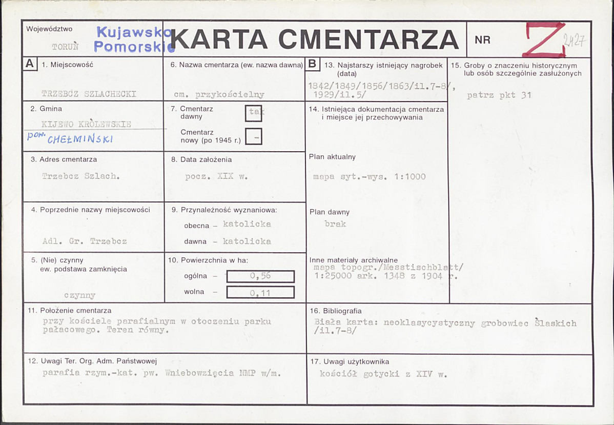 KC - Karta cmentarza, skan nr 1