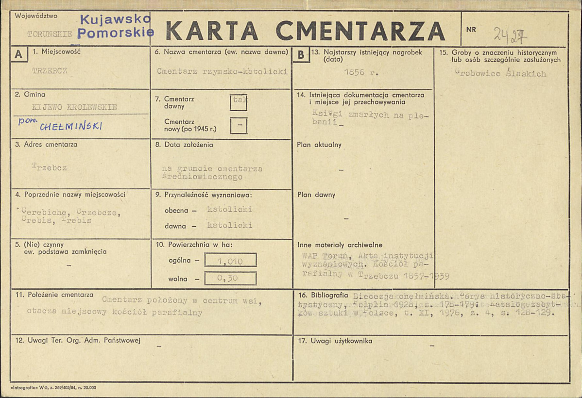 KC - Karta cmentarza, skan nr 1