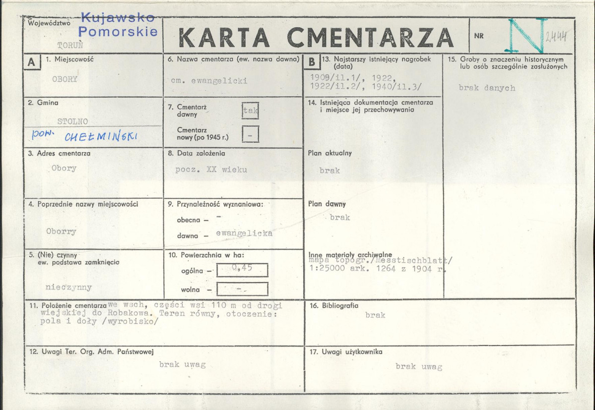 KC - Karta cmentarza, skan nr 1