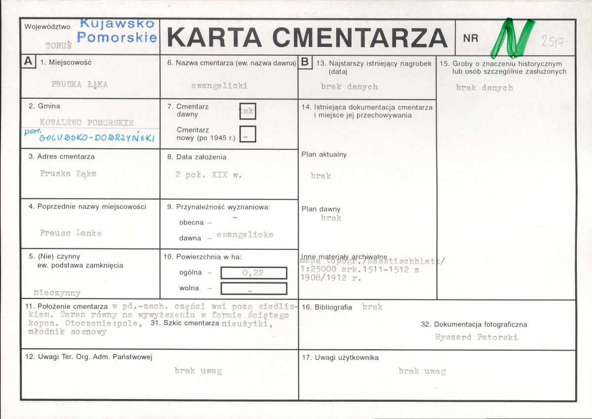 KC - Karta cmentarza, skan nr 1