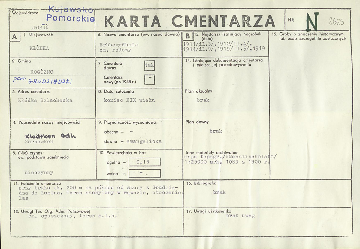 KC - Karta cmentarza, skan nr 1