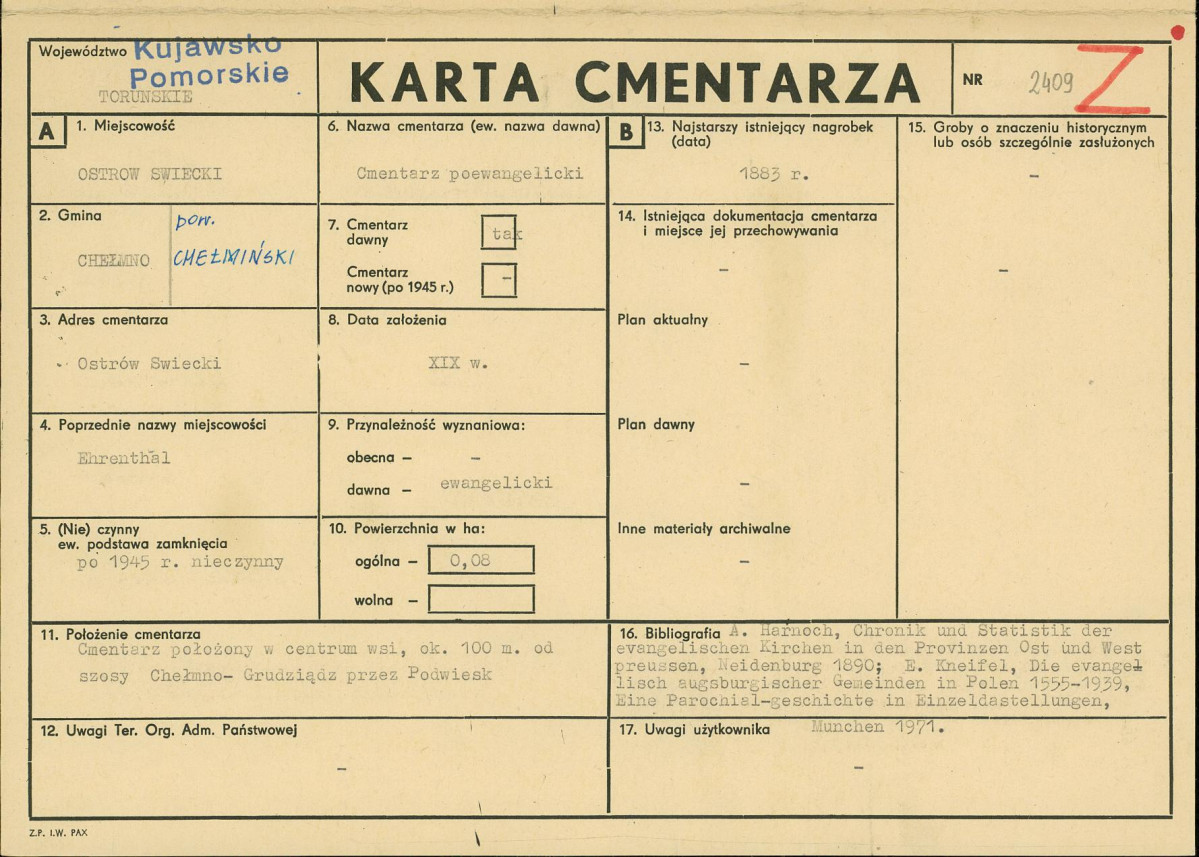 KC - Karta cmentarza, skan nr 1