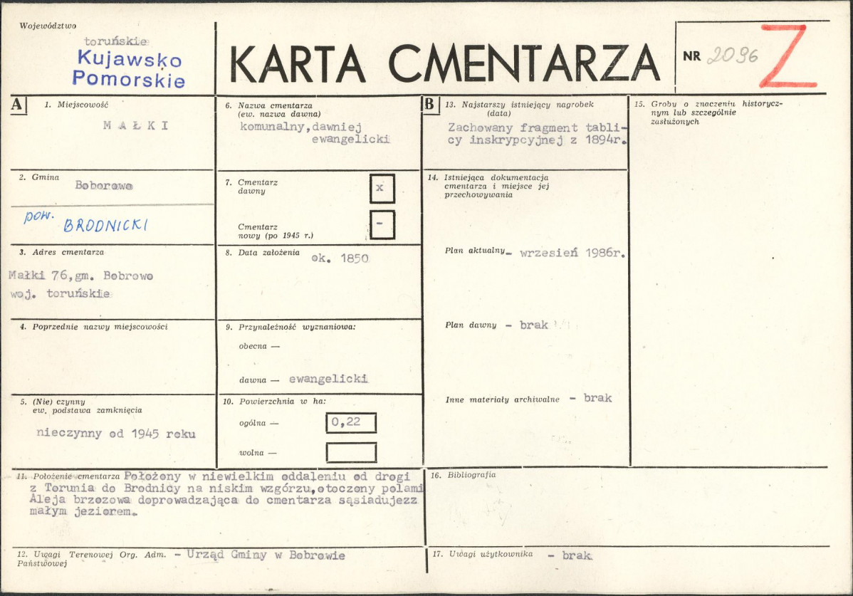 KC - Karta cmentarza, skan nr 1